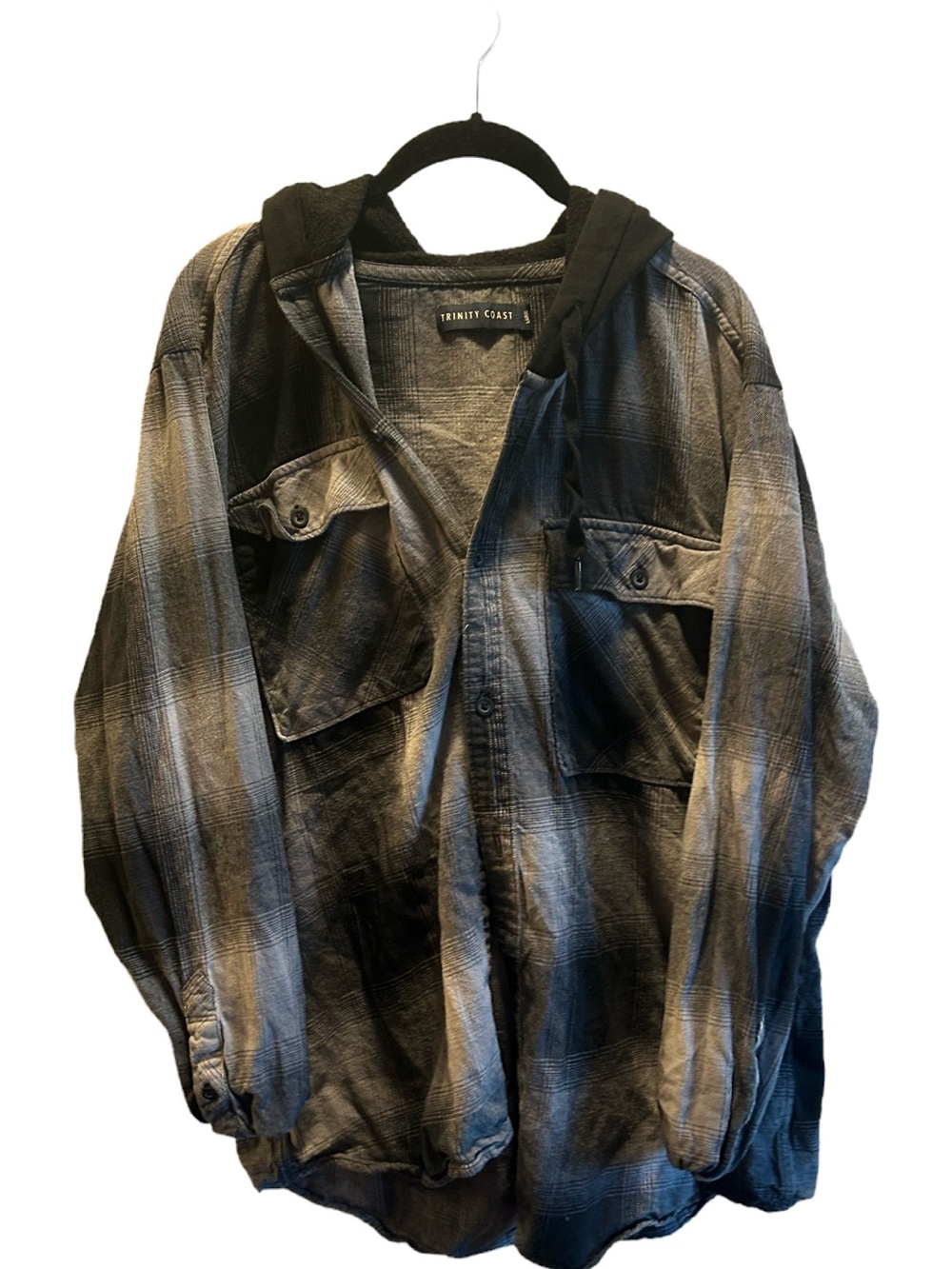 Trinity Coast Men's Gray Plaid Hooded Jacket